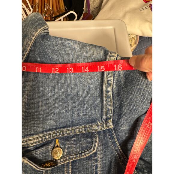 70s Vintage Lee Jeans Denim Jacket, Hippie Peace Sign Patch, XS S - Picture 15 of 16